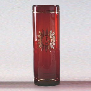 AFF-CAL214 Vetro rosso rubino serigrafato diam 7,8 cm h 20 cm tipo 8 giorni capienza 700 cc euro 14,76